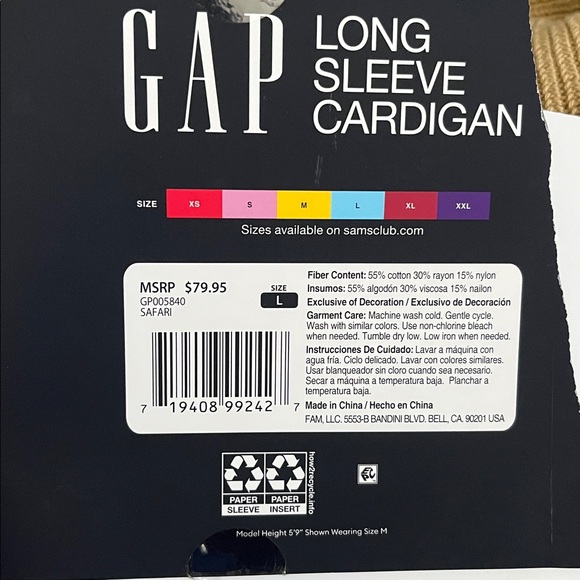 NWT! GAP Women's Tan long Open Front Cardigan. Size large - Picture 4 of 8